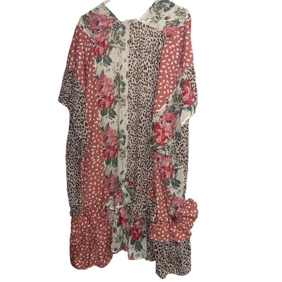 Umgee Floral Animal Print Ruffled Kimono M/L - Picture 3 of 6